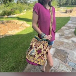 NWT Love Stitch Woven Bag